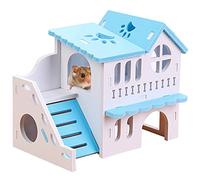 Pet Hamster House Toy Small Animal Hideout 2 Layers with Ladder Hut Play Toys Hamster Travel Cage(Blue)