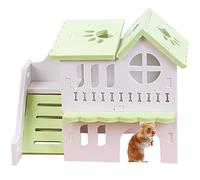 Pet Hamster House Toy Small Animal Hideout 2 Layers with Ladder Hut Play Toys Hamster Travel Cage(Green)
