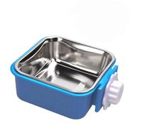 Pet Hanging Bowl for Crates, 2 in 1 Small Dog Bowl Puppy Bowl Removable Stainless Rabbit Bowl Cat Feeder Food Water Bowls for Puppy Cat Bird Rabbit Hamster Guinea Pig Ferret Small Animals (Blue)