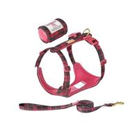 Pet Harness Leash Set Fabric No Pull Dog Vest For Walking Training Adjustable Easy Control TLH2912(Chili Pepper,S)