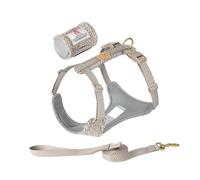 Pet Harness Leash Set Fabric No Pull Dog Vest For Walking Training Adjustable Easy Control TLH2912(Timber Wolf,M)