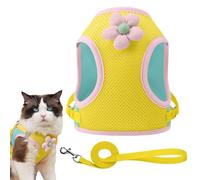Pet Harness, Reflective Cat Harness, Breathable Dog Straps, Adjustable Pets Vest, Cartoon Style Walking Gear for Travel Training Beach Camping Hiking Park Night Use, Polyester, S,M