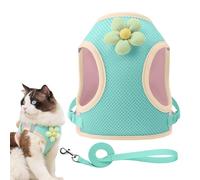 Pet Harness, Reflective Cat Harness, Polyester Breathable Cartoon Puppy Straps for Travel, Training, Daily Use, Ideal for Beach, Camping, Park, and Outdoor Nighttime Walking, 1-2cm difference in size.