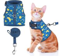 Pet Harness with Leash Set,Fruit Printed Cat Dog Prevent Escape Harness Adjustable Cat Puppy Walking Training Safety Device_M(Starlit Sky)