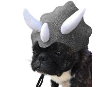 Pet Hat Cap Triceratops Dog Cat Costume Adjustable Dinosaur Headgear Cute Horn Headdress Headpiece for Halloween Cosplay Dress Up Party