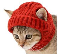 Pet Hat, Knitted Soft Hat with Ear Holes - Christmas Costume for Cat and Dog - For Winter Birthday Halloween New Year Costume Event