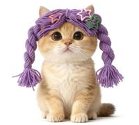 Pet Hat Wacky Cat Headwear Wig Cosplay Props Cute Braid Head Cover Double Ponytail Teddy Funny Dog Headgear Dress Up Hat