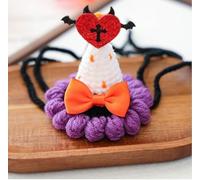 Pet Hats for Dogs and Cats, Halloween Knitted Hats Featuring Pumpkins and Wizards (Halloween Small Woolen hat - Vampire, Length: 13cm/5.12in. Height: 16cm/6.3in)