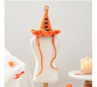 Pet Hats for Dogs and Cats, Halloween Knitted Hats Featuring Pumpkins and Wizards (Halloween Woolen Wizard hat, Length: 13cm/5.12in. Height: 16cm/6.3in)