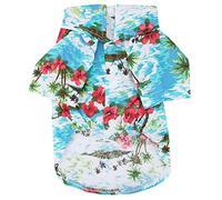 Pet Hawaiian Shirt Fashionable Breathable Dog Summer T-Shirt Comfortable Seaside Resort Style Pet Clothes Puppy Clothing for Small to Medium Dogs Cats(S)