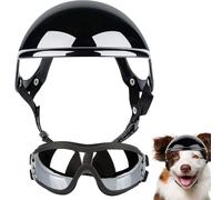 Pet Head Gear - Breathable Dog Helmet, Sunglasses Combo | Adjustable Goggles Strap for Driving Riding Protection, Motorcycle Walking Outdoor Confidence Accessory for Small Medium Large Dogs