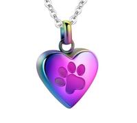 Pet Heart Cremation Jewelry For Ashes For Dog/Cat Paw Stainless Steel Memorial Locket Urn Necklace Paw Print Pet Heart Urn Necklace Memorial Keepsake Jewelry Ashes