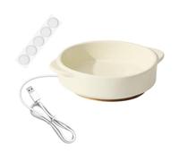 Pet Heated Bowl Ceramic Heating Bowl for Dogs Cats Ergonomic Raised Bowl Non-Slip Base Double Handle Thermostatic Function, White, 4.5cm Height