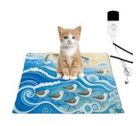 Pet Heating Pad 45x45cm Playful Shorebirds Dancing Cat Dog Heated Warming Bed 9 Level Temperature & 4 Timer Waterproof Chew-Resistant Washable Covers Heat Pads Mat Gifts for Women Cats Lovers