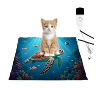 Pet Heating Pad 45x45cm Sea Turtle Swimming Among Cat Dog Heated Warming Bed 9 Level Temperature & 4 Timer Waterproof Chew-Resistant Washable Covers Heat Pads Mat Gifts for Women Cats Lovers