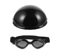 Pet Helmet with Glasses for Dog and Cat Black Abs M | Lightweight, Comfortable Fit, Creative Styling, Protective Headwear for Pets, Costume Prop for Playful Photos