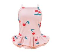 Pet Holiday Dress Cotton Polyurethane Soft Breathable Cute Dog Skirt Fashionable Cherry Pattern Sling Design for Small Dogs Home Outdoors Parties Festivals (L)