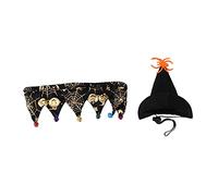 Pet Holiday Pumpkin Hat & Collar Set | Adjustable Costume for Dogs/Cats/Rabbits | Christmas Party Outfit with Comfortable Felt Fabric (Spider Web Pattern)