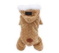 Pet Hooded Fleece Jumpsuit, Warm Dog Cat Clothes with Fur Collar, Colorful Plus - Plush Pet Sweatshirt, Warm Clothes for Small Dogs