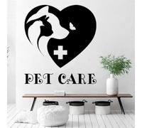 Pet Hospital Care Services Wall Stickers Cat Dog Grooming Shaving Nursery Animal Clinic Art Deco Vinyl Decals Pet Room Dress Up 42X46CM