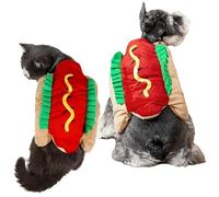 Pet Hot Dog Costume Fun Food Halloween Cosplay Clothes Christmas Costume for Small Medium Dogs and Cats Novelty Pet Supplies Apparel Birthday Party Celebrations Clothing Outfit (Yellow & Red, Medium)