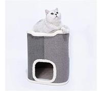 Pet House Cat Litter, Multi-Layer Cat Climbing Frame, Sisal Cat Scratcher, Semi-Enclosed, All Seasons, 41x41x50cm(Size:S)
