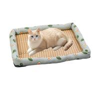 Pet Ice Pad Mat, Summer Linen Rattan Mat Nest, Pet Cooler, Washable Natural Rattan Pet Cooling Mat Bed For Dogs Cats, (Verde,23.6 * 17.7in)