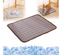 Pet Ice Silk Self Coolpad, Non-Slip Summer Cooling Mat for pet, Foldable Summer Reusable Pets Cool Bed, Washable & Portable Pet Soft Pad, for Small Medium Large Dogs and Cat (Brown,Medium)