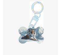Pet ID Tags A Cold Tiger as ice Personalized Dog Tags and Cat Tags, Bone-Shaped Acrylic Sky Blue Medium