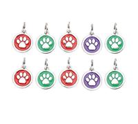 Pet Identity Tag Metal Footprint Name Label Cute Compact Durable Anti Lost Hanging Tag for Cats Dogs 10pcs Stainless Steel Bright Fadeless 2.5cm 62g