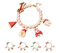 Pet imitation Pearl Necklace set,5 pcs Adjustable Pet Beautiful Necklace for Cats,Dogs,Rabbites,Christmas cat Collar for man,Cat Jewelry For Woman,xmas gift for pets (S (20-26cm/7.8-10.2 in))