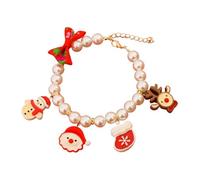 Pet imitation Pearl Necklace with Santa snowman, Adjustable Pet Beautiful Necklace for Cats and Dogs Rabbites,Christmas cat Collar,Cat Jewelry For Woman, (M (25-31cm/9.8-12.2 in), B)