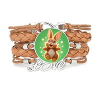 Pet Infinity Big Eyes Rabbit Love Adjustable Leather Braided Bracelet Brown
