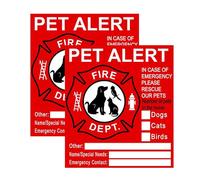 Pet Inside Sticker 2 Pack - Emergency Pet Alert Window & Door Decals, Fire Safety Rescue Labels for Dogs, Cats, Birds, Vinyl Warning Stickers