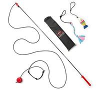 Pet Interactives Dog Fishing Rod: Throwing & Chasing Toy, 51" Lightweight Sturdy Rod, 12ft Cuttable Cord, 32ft Play Area, 3 Chew Toys