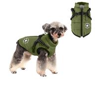Pet Jacket, Dog Coat Harness Winter Warm Vest Jacket Waterproof Cotton Costume for Puppy Small Medium Dogs (M, Green)