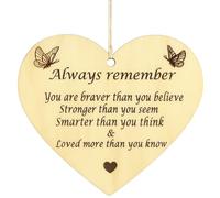Pet-Jos Always Remember Wooden Heart Plaque for Him & Her - Family & Best Friend - Hanging Sign for Love & Friendship FBA