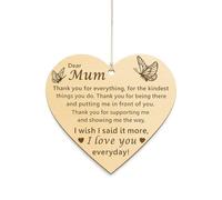 Pet-Jos Gift for Mum Wooden Plaque Mother's Day Plaque Wooden Hanging Heart Gift for Mum Wooden Sign I love You Mum Quote