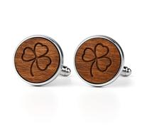 Pet-Jos Irish Shamrock Wooden Cufflinks - Brown, Classic Men's Accessory for Men