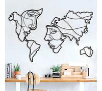Pet-Jos Large Faces of World Map Decoration Wooden World Map Wall Decoration Home Decoration Wall Art Home Decor Wooden Decoration World Map Faces