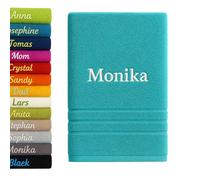 Pet-Jos Personalised Bath Towel with Name Beautifully Embroidered Name Custom Towel 140 x 70 cm Bath Towel Cotton Towel (Turquoise)