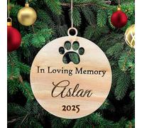 Pet-Jos Personalised Memory Dog Christmas Tree Decoration with Dog's Name, Wooden Tree Ornament, Engraved Pet Name Christmas Bauble Gift Card Insert for Family and Friends