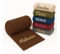Pet-Jos Personalized Blanket Embroidered with name or text, 200 cm x 160 cm, personalize blanket with embroidery, soft and cozy sofa blanket, fleece, personalized gift (Brown)