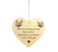 Pet-Jos Sister Wooden Hanging Heart Plaque Gift for Sister Family Heart Wooden Sign Sister Friendship Quote