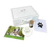 Pet Keepsake Kit - Memory Box, Clay Paw Print Impression, Fur Keepsake Bottle, Ink Pad Kit | Pet Lovers Gift | Non-Toxic Easy to Use Paw Print & Fur Memory Collection | W22cm x L17cm x H8cm
