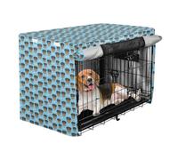 pet Kennel Cover 600D Heavy Duty Polyester for Balcony Daily Placement Light Blue Canine Head & Bone Full Allover M