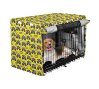 pet Kennel Cover Foldable Portable Construction for Balcony Daily Placement Bright Yellow Monsters Truck Racing L