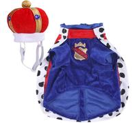 Pet King Cape and Crown Hat Costume Set for Dogs Blue S