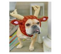 Pet knitted hat fashion deer antler winter warm windproof pet hat can be worn by puppies and dogs in all seasons(Bear,S)