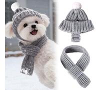 Pet Knitted Hat With Ear Warm Winter Hat Knitted Scarf With Ear Holes Cute Little Ear Scarf Suitable For Daily Wear And Cold Weather Hats For Party (S,grey,1set)